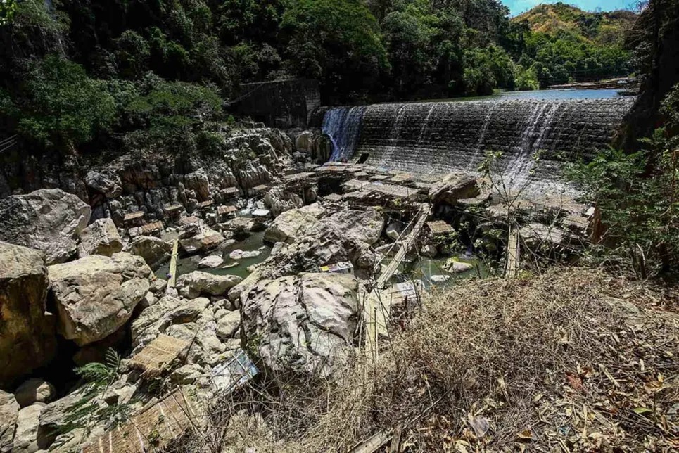 The Wawa Dam is observed releasing a reduced amount of water compared to previous months in this photo taken on April 23, 2024.