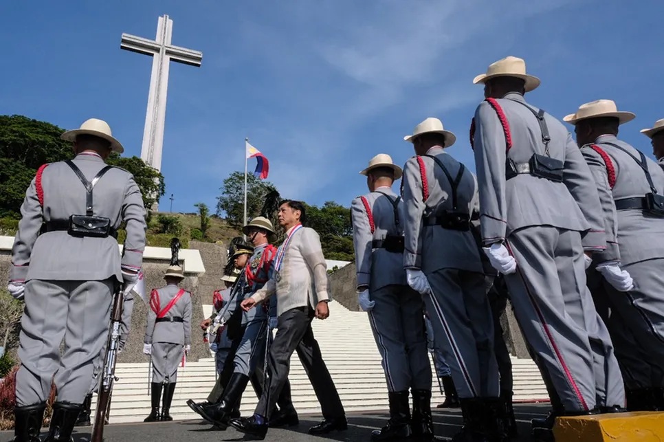 President Ferdinand R. Marcos Jr. marches in front of the troops during the 82nd Anniversary of the "Araw ng Kagitingan" or Day of Valor at Mount Samat National Shrine, Municipality of Pilar, Province of Bataan on Tuesday, April 9, 2024. 