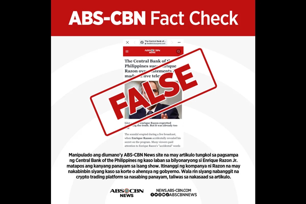 FACT CHECK: Walang report ang ABS-CBN tungkol sa kaso kay Enrique Razon Jr.  | ABS-CBN News