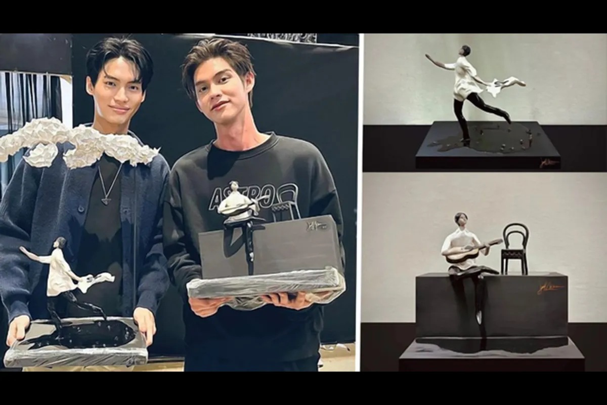 Bright Vachirawit, Win Metawin receive Filipino-made sculptures