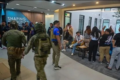 Government security forces raid a BPO compound in Bagac, Bataan alleged to be a Philippine offshore gaming operator (POGO).