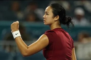 Alexandra Eala of the Philippines celebrates a point won against Jessica Pegula during their match on Day 10 of the Miami Open at Hard Rock Stadium on March 27, 2025 in Miami Gardens, Florida. Al Bello, Getty Images/AFP