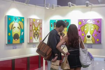 An exhibit with artworks depicting 'aspin' dogs is running at SM Megamall from Aug. 18 to 24. Mark Demayo, ABS-CBN News