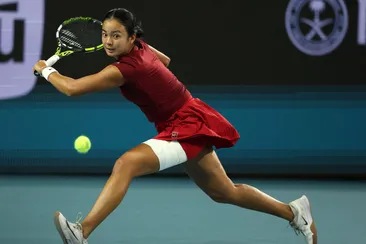 Alexandra Eala of the Philippines returns a shot against Jessica Pegula during their match on Day 10 of the Miami Open at Hard Rock Stadium on March 27, 2025 in Miami Gardens, Florida. Al Bello, Getty Images/AFP