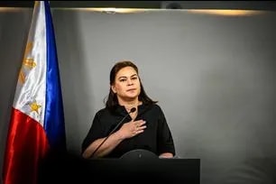 Vice President Sara Duterte announces her intention to run for the presidency in the 2028 national elections during a press conference at the Office of the Vice President (OVP) headquarters in Mandaluyong City on Wednesday, February 18, 2026. Maria Tan, ABS-CBN News/File