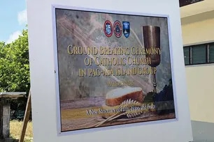 A groundbreaking ceremony for a Catholic church in Pag-asa Island, March 28, 2026. Bianca Dava, ABS-CBN News