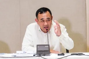 NTF-ELCAC USec Ernesto Torres holds a press conference at the Premiere Guesthouse in Malacañang on August 31, 2023. Yummie Dingding, PPA pool/File