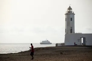 A general view of the cruise ship MV Hondius stationary off the port of Praia, the capital of Cape Verde, on May 5, 2026. AFP