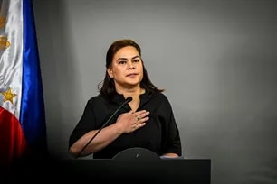 Vice President Sara Duterte announces her intention to run for the presidency in the 2028 national elections during a press conference at the Office of the Vice President (OVP) headquarters in Mandaluyong City on Wednesday, February 18, 2026. Maria Tan, ABS-CBN News