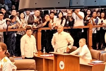 Sen. Ronald "Bato" dela Rosa returned to the Senate on Monday, May 11, 2026 — about six months since he was last seen in public. Senate livestream/screengrab 