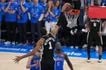 Victor Wembanyama #1 of the San Antonio Spurs drives to the basket during the game against the Oklahoma City Thunder during the Western Conference Finals of the 2026 NBA Playoffs on May 18 2026 at Paycom Center in Oklahoma City, Oklahoma. Morgan Givens, NBAE via Getty Images/AFP
