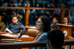 Senator Pia Cayetano turns emotional while delivering her speech during the plenary session at the Senate of the Philippines in Pasay City on May 20, 2026. Maria Tan, ABS-CBN News