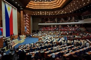 Members of the House of Representatives gather at Batasang Pambansa in Quezon City for the scheduled plenary discussion of the Articles of Impeachment filed against Vice President  Sara Duterte on May 11, 2026. Jonathan Cellona, ABS-CBN News
