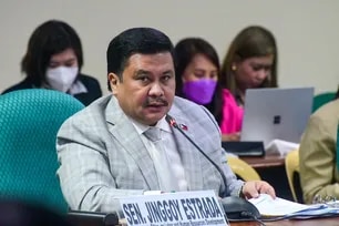 Senator Jinggoy Estrada speaks during the Senate hearing on Labor in Pasay City on May 10, 2023. Mark Demayo, ABS-CBN News