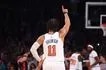 Jalen Brunson of the New York Knicks celebrates during Game 2of the Eastern Conference semi-finals of the 2023 NBA Playoffs against the Miami Heat at Madison Square Garden in New York City, New York. Nathaniel S. Butler, NBAE via Getty Images/AFP