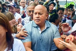 Incumbent senator Ronald "Bato" Dela Rosa meets with supporters before filing his Certificate of Candidacy at the Manila Hotel in Manila for the 2025 midterm elections on October 3, 2024. Mark Demayo, ABS-CBN News/File