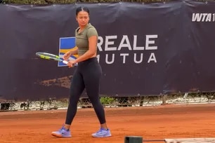 Filipina tennis ace Alex Eala practices at the Foro Italico in Rome, Italy, on May 5, 2026, in preparation for her match against Polish tennis player Magdalena Frech.