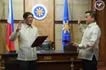 Former Sen. Francis Tolentino takes his oath as the new Labor Secretary. Handout/PCO
