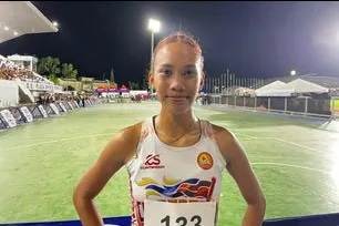Loraine Batalla of the Calabarzon Heroes, a gold medalist in the 2026 Palarong Pambansa. Hernel Tocmo, ABS-CBN News
