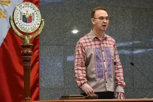 Sen. Alan Peter Cayetano takes his oath as Senate President after 13 senators voted to elect a new leader, replacing Senate President Vicente Sotto III on Monday, May 11. The change in leadership comes days after news circulated of a potential Senate coup, while Articles of Impeachment were simultaneously being discussed in the Lower House. Angie de Silva, ABS-CBN News