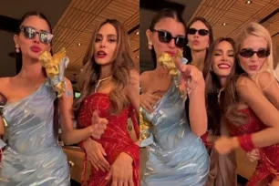 The Philippines' Fuschia Ravena and Vanessa Pulgarin of Colombia dance to Vice Ganda's "Whoops Kirri" with fellow MGI All Stars candidates. Ravena/Instagram