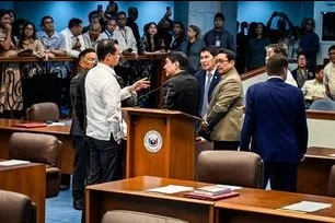 Only senators belonging to the minority bloc were present inside the Senate plenary hall at the Senate of the Philippines in Pasay City during the scheduled session on June 2, 2026, as no member of the majority bloc appeared on the session floor for the second consecutive day. Maria Tan, ABS-CBN News