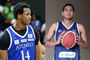 Ateneo de Manila University's Divine Adili and Rene Baterbonia. Photos from UAAP Media/NBTC.