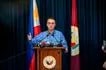 Senator Alan Peter Cayetano speaks to the media during a press briefing on Wednesday, May 13, 2026. Maria Tan, ABS-CBN News