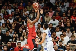 Barangay Ginebra San Miguel star Justin Brownlee against TNT Tropang 5G gunner Roger Pogoy in Game 7 of the PBA Season 50 Commissioner’s Cup Finals. PBA Images.