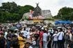 Members of the religious group Iglesia ni Cristo (INC) stage a demonstration along Epifanio de los Santos Avenue in Quezon City, Metro Manila on June 30, 2026.