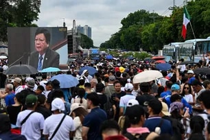 Members of the religious group Iglesia ni Cristo (INC) stage a demonstration along Epifanio de los Santos Avenue in Quezon City, Metro Manila on June 30, 2026. Jam Sta. Rosa, AFP