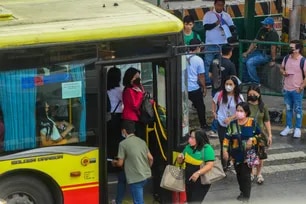 Passengers ride the EDSA Bus Carousel from the Roosevelt station in Quezon City on April 25, 2023. Mark Demayo, ABS-CBN News/File
