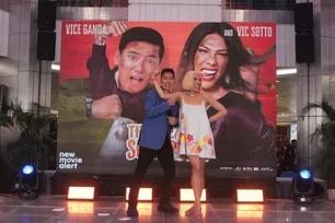 (From left) Vic Sotto and Vice Ganda announce their upcoming film 'The Greatest Showdown' at a mall in Quezon City, July 5, 2026. Photo from Star Cinema on X