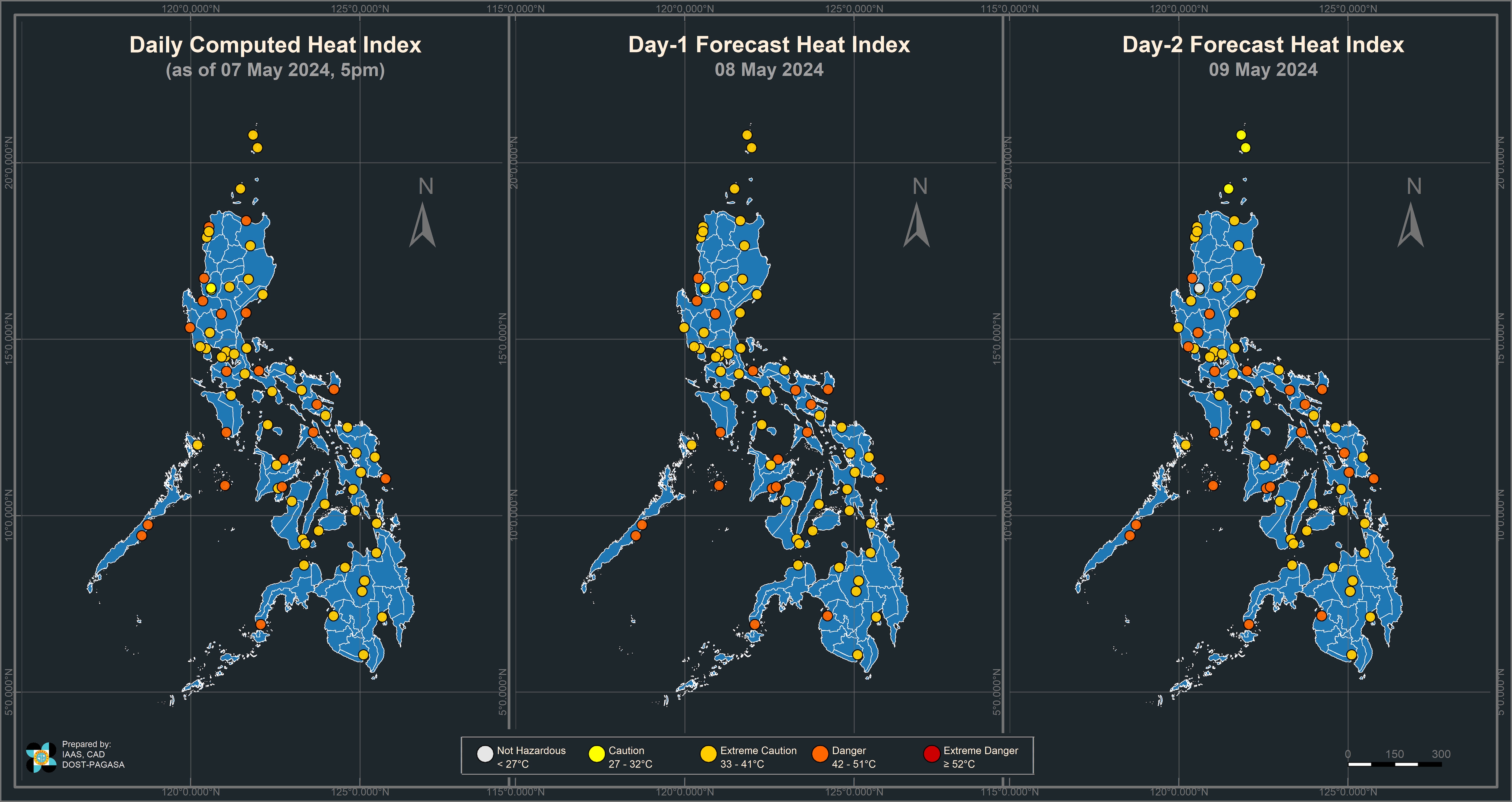 Roxas City, Virac, Guiuan, face 45 C weather