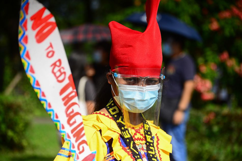 Protesters from various sectors picket at the University of the Philippines in Quezon City in observance of Bonifacio Day, November 30, 2020. Mark Demayo, ABS-CBN News