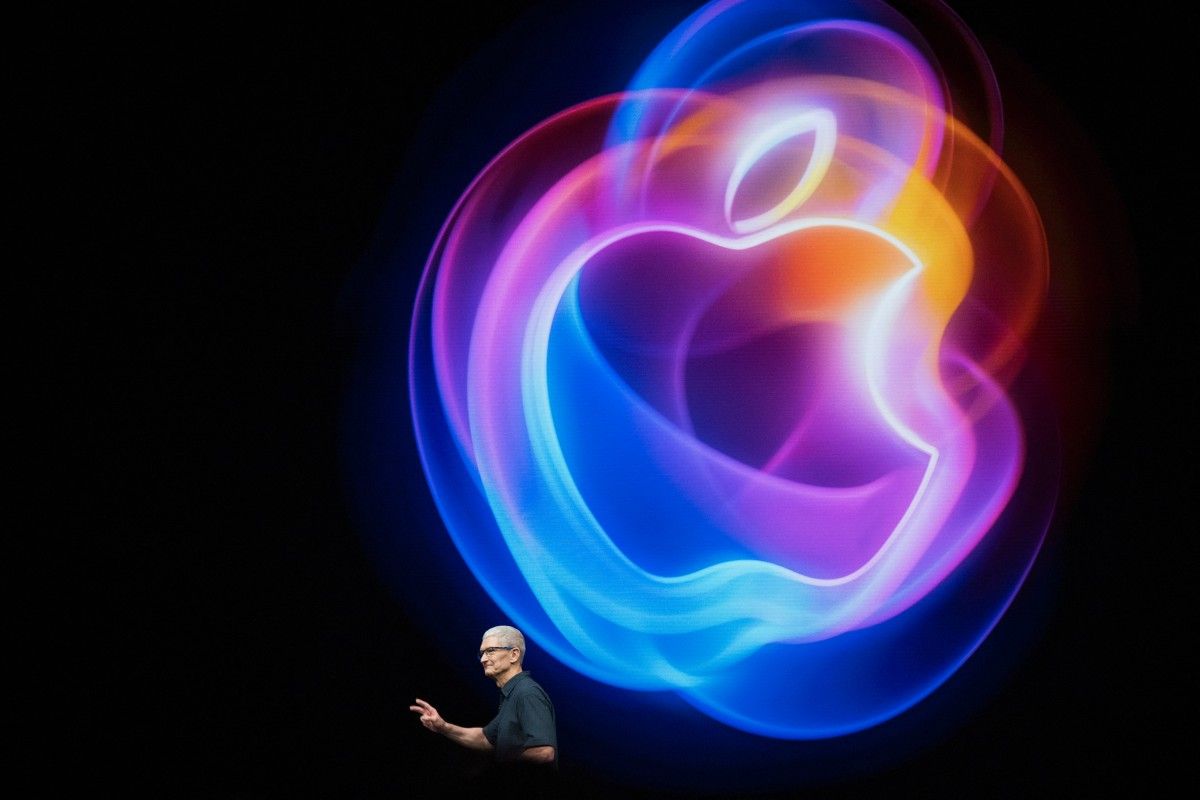 Apple CEO Tim Cook speaks during Apple's 