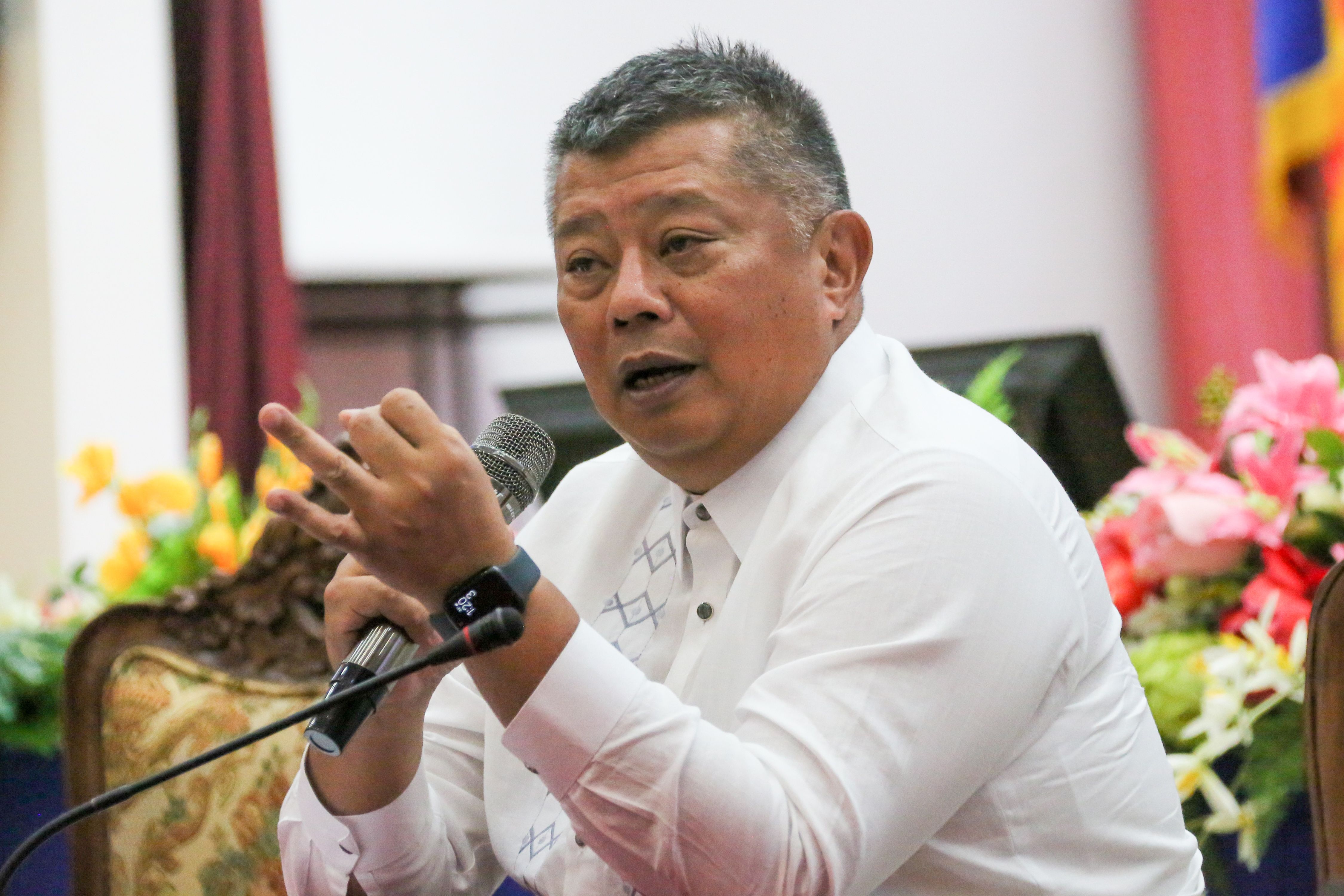 Secretary of Interior and Local Government Benjamin Abalos, Jr. and Justice Secretary Jesus Crispin Remulla share updates from Special Task Force Degamo, during a press conference at the PNP Media Center, in Camp Crame in Quezon City on April 3, 2023. Jonathan Cellona, ABS-CBN News/File