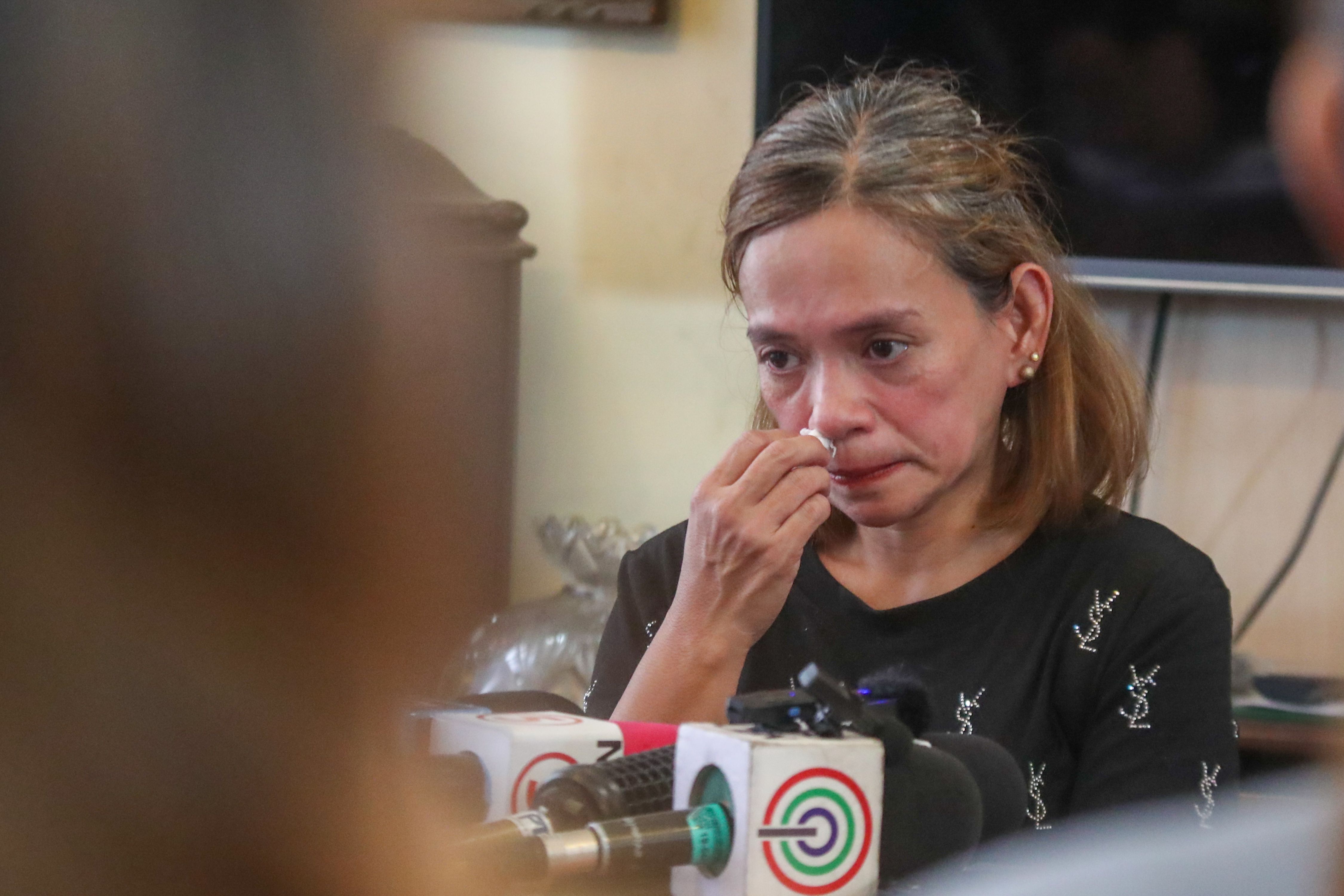 gelica Poquiz Yulo, mother of Paris Olympics gold medalist Carlos Yulo, answers questions during a press briefing at  the Heros Hotel in Manila on August 7, 2024. Jonathan Cellona, ABS-CBN News/File