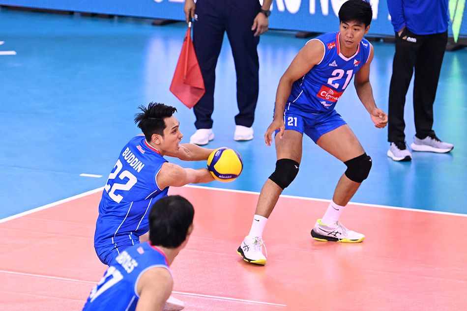 Alas Pilipinas Men in action against Thailand at the AVC Nations Cup 2025. Photo from Asian Volleyball Confederation