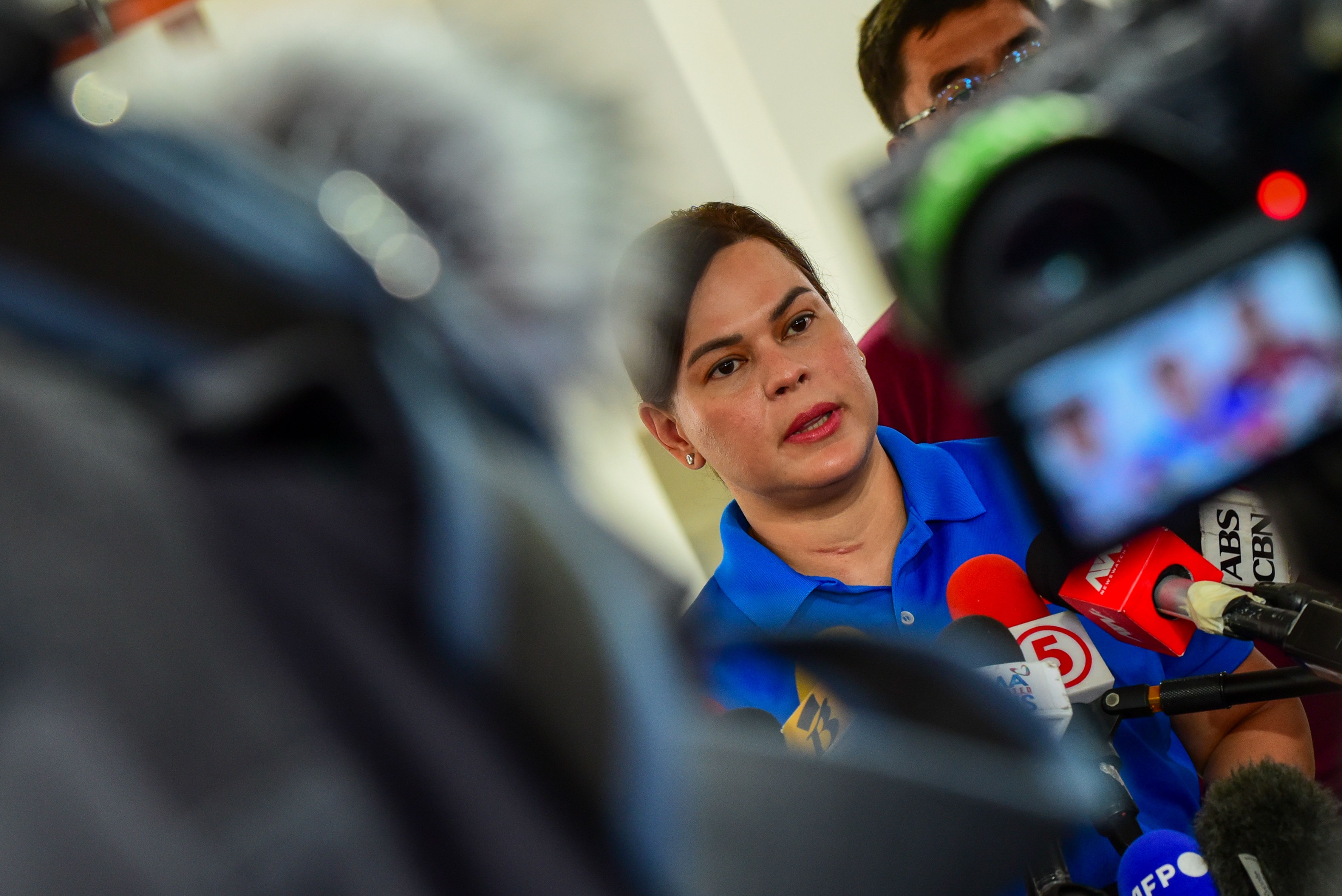 Vice President Sara Duterte addresses the media at the Veterans Memorial Medical Center in Quezon City on November 26, 2024. Maria Tan, ABS-CBN News