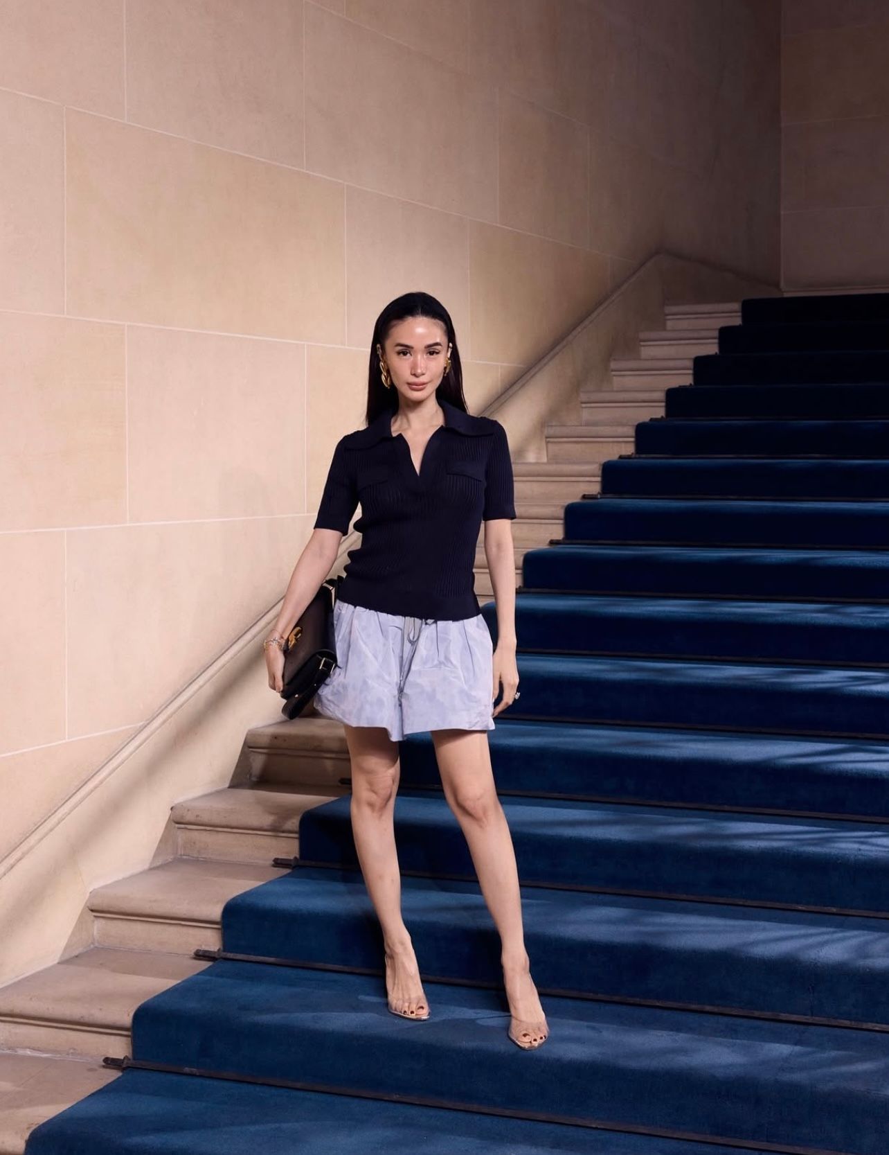 heart evangelista blue dress PARIS FASHION WEEK 2020