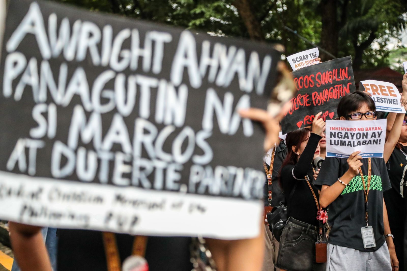Students from various colleges of the Polytechnic University of the Philippines in Manila walk out of their classrooms as part of the Black Friday protest against corruption on Friday, October 10, 2025. Joined by students from other PUP campuses, they called for an end to corruption and urged the government to allocate sufficient funding for education. Jonathan Cellona, ABS-CBN News