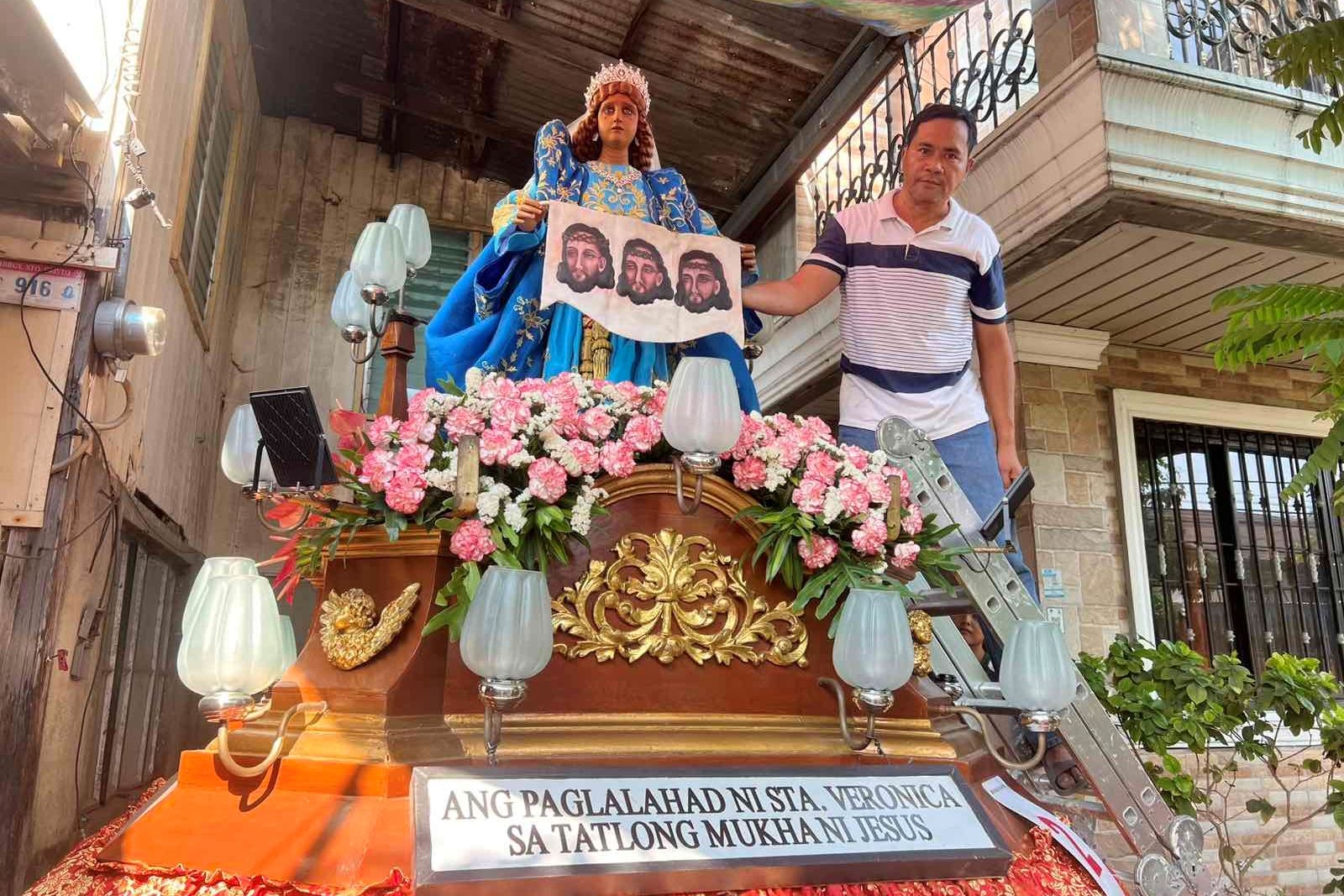 One of the floats in the in the annual Holy Wednesday procession at the Diocesan Shrine and Parish of Saint Augustine in Baliwag, Bulacan, April 1, 2026. Lyza Aquino, ABS-CBN News