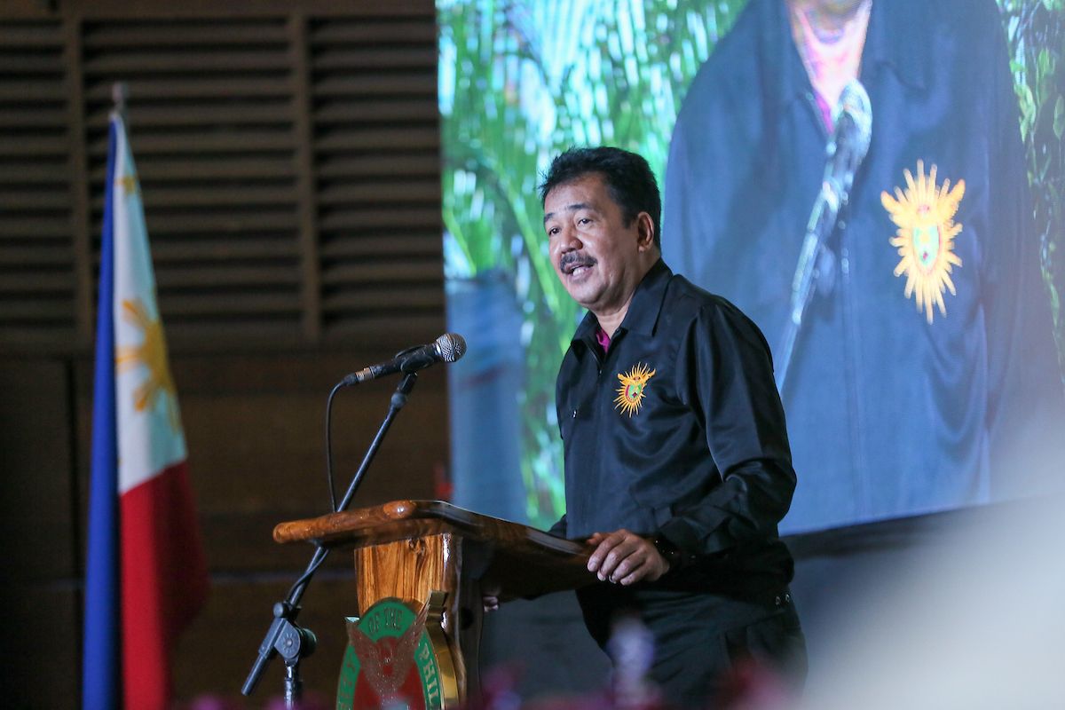 CHED Chairman Dr. Prospero De Vera delivers his speech at the forum, The Search for the Next University of the Philippines (UP) President, at the Cine Adarna, UPFI Film Center in UP DIliman Quezon CIty on November 11, 2022. Jonathan Cellona, ABS-CBN News