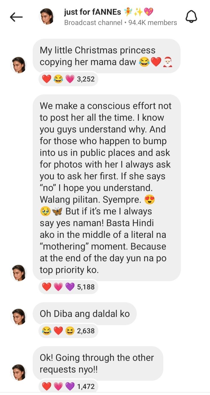 Anne Curtis answers questions from fans on her Instagram channel