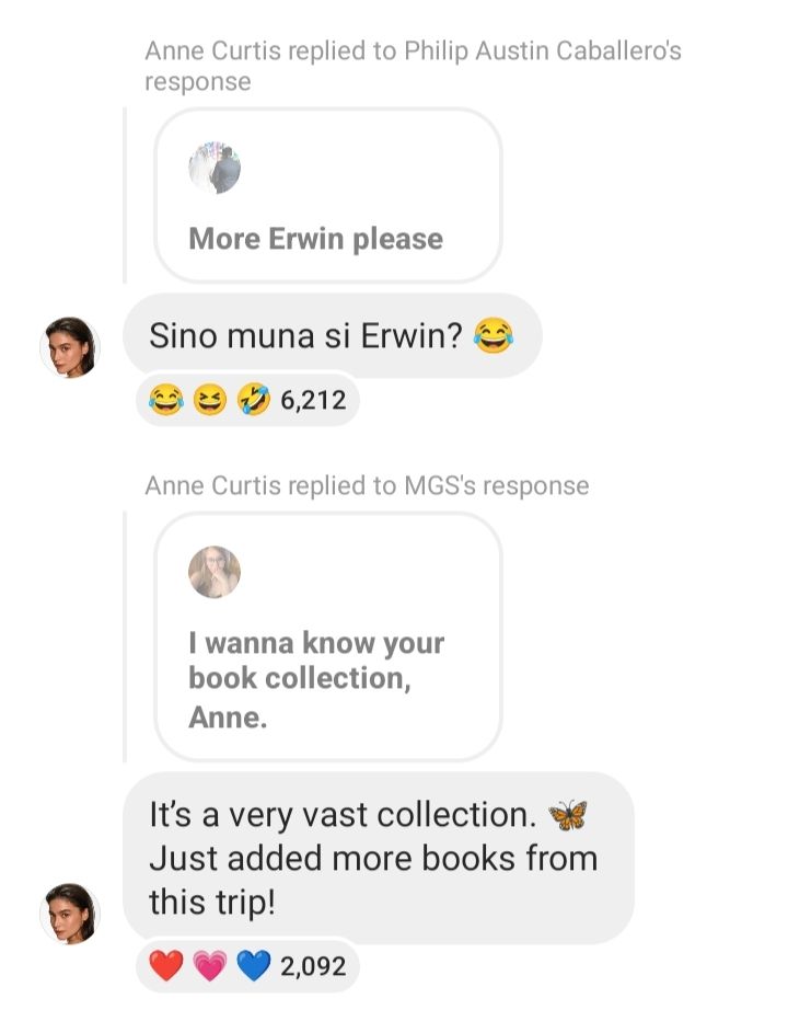 Anne Curtis answers questions from fans on her Instagram channel