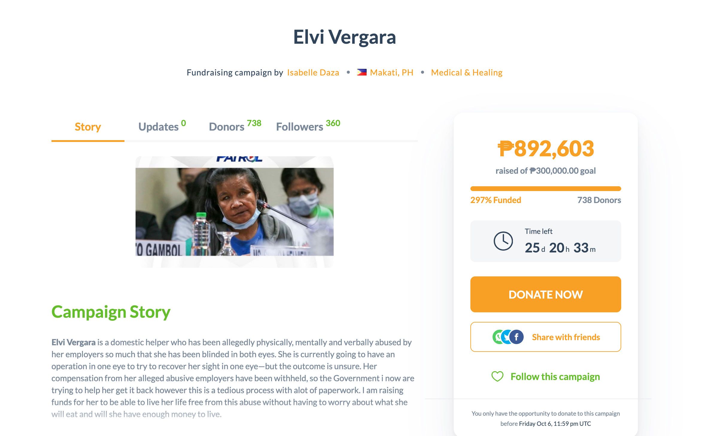 Isabelle Daza raises money to help alleged abused house helper