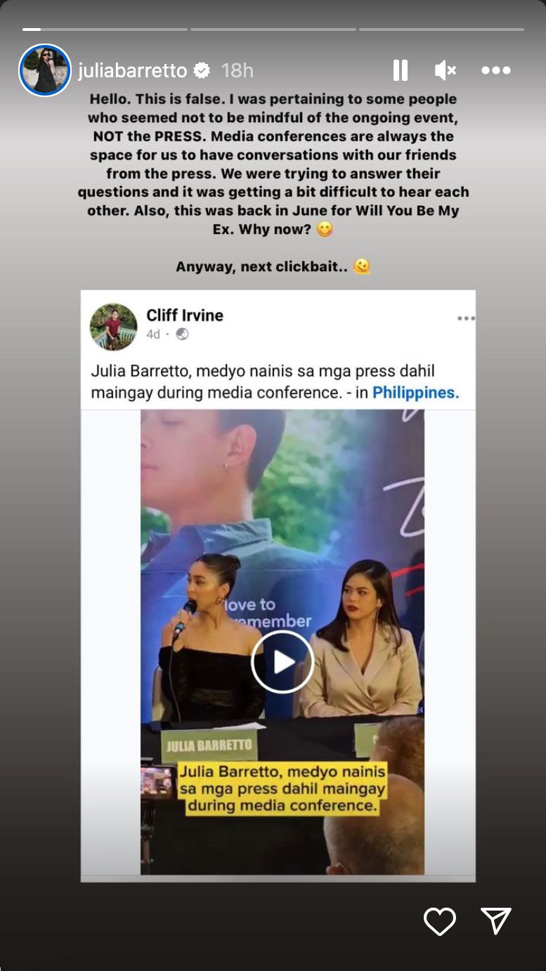 Julia Barretto, itinangging nagtaray siya sa presscon
